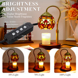 LIBOZMKO Tiffany Style Candle Warmer Lamp with Timer, Dimmable Stained Glass Candle Lamp Warmer, Birthday Gifts for Mom Women Friend Sister Glass Vintage Candle Lamps with 2 Bulbs for Home Deco