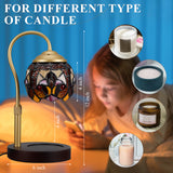 LIBOZMKO Tiffany Style Candle Warmer Lamp with Timer, Dimmable Stained Glass Candle Lamp Warmer, Birthday Gifts for Mom Women Friend Sister Glass Vintage Candle Lamps with 2 Bulbs for Home Deco