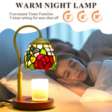 LIBOZMKO Candle Warmer Lamp with Timer Dimmer, Butterfly&Rose Tiffany Style Stained Glass Candle Lamp Warmer