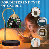 LIBOZMKO Candle Warmer Lamp with Timer Dimmer, Butterfly&Rose Tiffany Style Stained Glass Candle Lamp Warmer