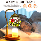 LIBOZMKO Candle Warmer Lamp - Electric Candle Lamps Timer Dimmer, Tiffany Style Stained Glass Candle Warming Lamp Compatible with Small Jar Candles Gifts for Her
