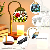LIBOZMKO Candle Warmer Lamp - Electric Candle Lamps Timer Dimmer, Tiffany Style Stained Glass Candle Warming Lamp Compatible with Small Jar Candles Gifts for Her