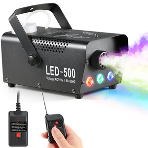 Halloween LED Fog Machine, 500W Portable Smoke Machine for Parties with Wireless and Wired Remote Control, Suitable for Wedding, Halloween, Parties and Stage Effect