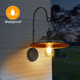 Solar Barn Lights Outdoor 2PCS, Wall Mount Farmhouse Gooseneck Rustic Vintage Black Barn Light, Waterproof Metal Wall Lights with Contrast Color Interior for Shed Patio Garden Porch Garage Entryway