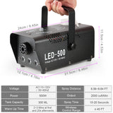 Halloween LED Fog Machine, 500W Portable Smoke Machine for Parties with Wireless and Wired Remote Control, Suitable for Wedding, Halloween, Parties and Stage Effect