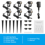 XIFEINIU Low Voltage Landscape Lights, 12V Outdoor LED Landscape Spotlights with IP65 Waterproof, 68.9ft Warm White Metal Landscape Lighting for Garden Yard Patio Walkway, 6 Pack (Extendable Up to 10 Lights)
