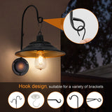 XIFEINIU Solar Barn Lights Outdoor, 2pcs Black Rustic Vintage Porch Barn Light with Wall Mount Exterior, Gooseneck Metal Wall Light Fixture for Farmhouse, Patio, Garden, Deck, Shed and Courtyard